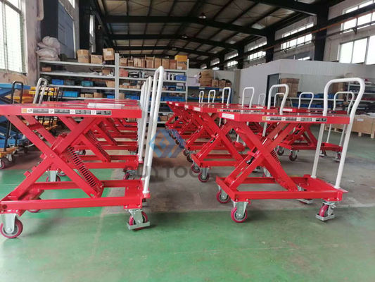 Spring Activated Manual Scissor Lift Trolley 210kg Capacity Manual Lift Platform