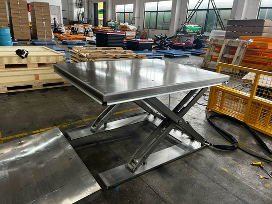 Stainless Steel Low Profile Scissor Lift Table For Food Medical Industry