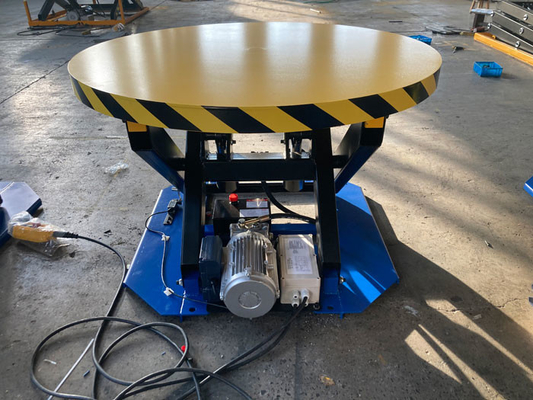 Stationary Lift Table With Carousel Turntable / Rotating Lift Table 2200lbs Capacity