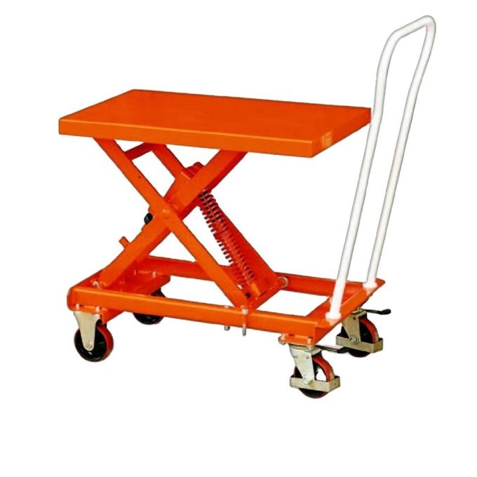 Spring Activated Manual Scissor Lift Trolley 210kg Capacity Manual Lift Platform 0